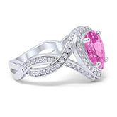 Teardrop Pink Cubic Zirconia Infinity Ring